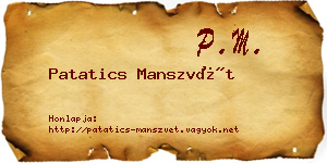 Patatics Manszvét névjegykártya